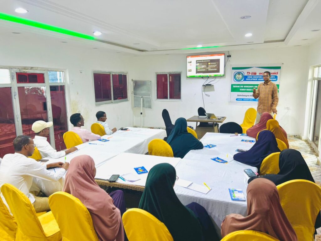 Training and Workshop for Key Stakeholders* focused on combating Gender Biases and Discrimination in the Hiran Region Beledweyne somalia Godir Mall Hall .